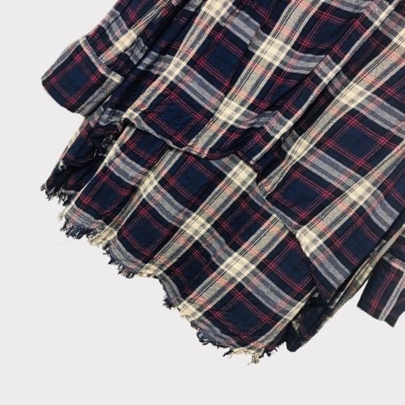 ELAN Plaid Flannel Raw Edge Button Down High Low Shirt Size Small - Picture 3 of 8